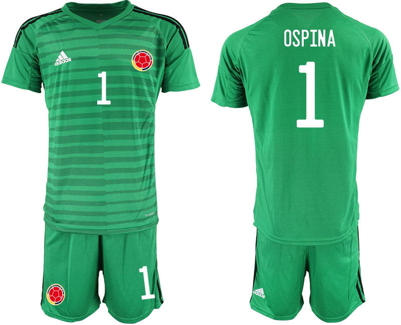 Men 2020-2021 Season National team Colombia goalkeeper green #1 Soccer Jersey1